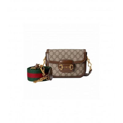 Gucci Horsebit 1955 Mini Bag in GG Supreme Brown 658574 LDBS16291