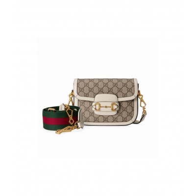 Gucci Horsebit 1955 Mini Bag in GG Supreme White 658574 LDBS16292