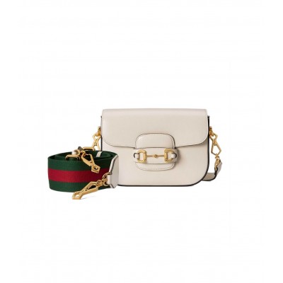 Gucci Horsebit 1955 Mini Bag in White Leather 658574 LDBS16293