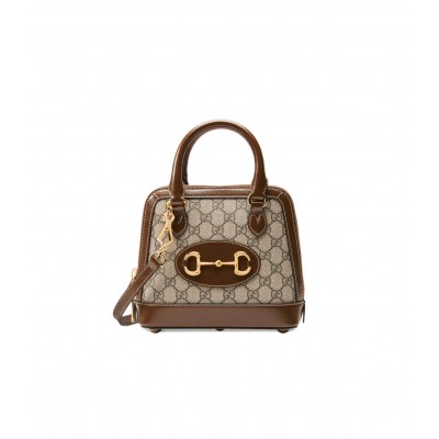 Gucci Horsebit 1955 Mini Top Handle Bag In Brown GG Supreme Canvas 640716 LDBS16295