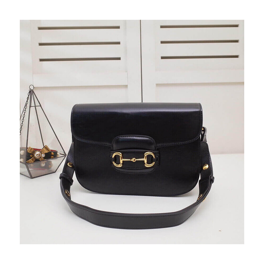 Gucci Horsebit 1955 Shoulder Bag In Black Leather 602204 LDBS16298