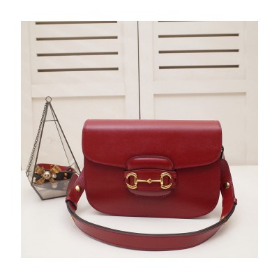 Gucci Horsebit 1955 Shoulder Bag In Red Leather 602204 LDBS16300