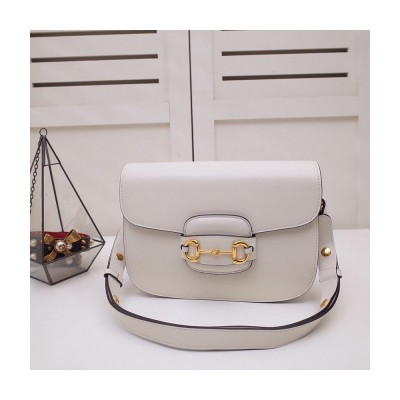 Gucci Horsebit 1955 Shoulder Bag In White Leather 602204 LDBS16301