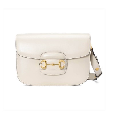 Gucci Horsebit 1955 Shoulder Bag In White Leather 602204 LDBS16301