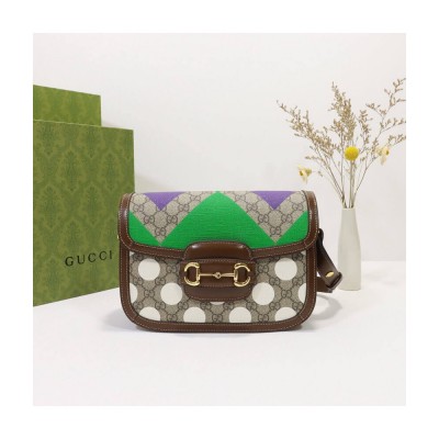 Gucci Horsebit 1955 Shoulder Bag With Geometric Print 602204 LDBS16302