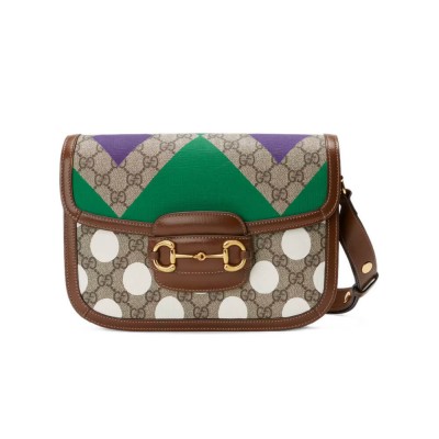 Gucci Horsebit 1955 Shoulder Bag With Geometric Print 602204 LDBS16302