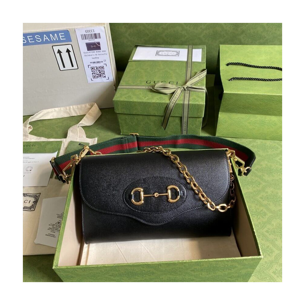 Gucci Horsebit 1955 Small Bag In Black Leather 677286 LDBS16306