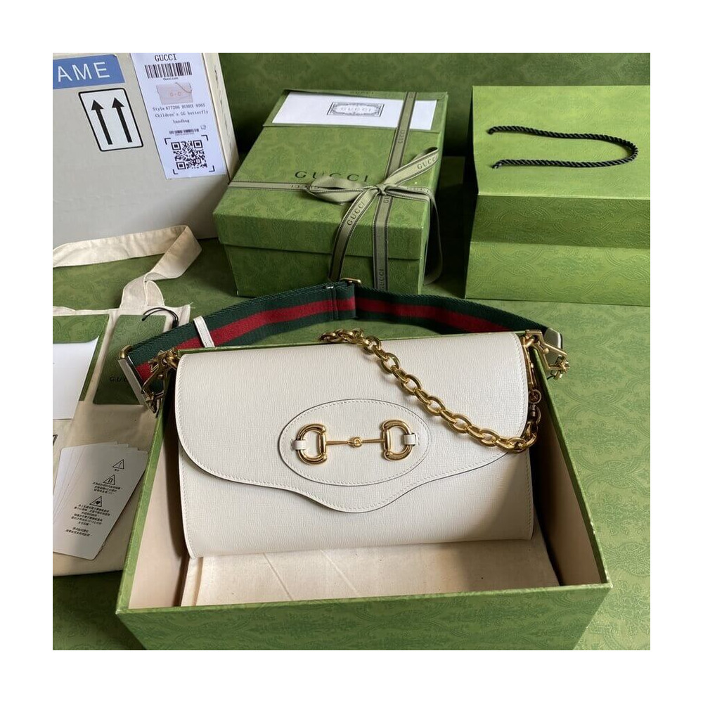 Gucci Horsebit 1955 Small Bag In White Leather 677286 LDBS16314