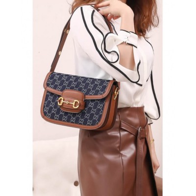 Gucci Horsebit 1955 Small Bag in Blue Denim 602204 LDBS16308