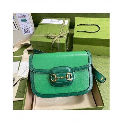 Gucci Horsebit 1955 Small Shoulder Bag Green Leather 602204 LDBS16322