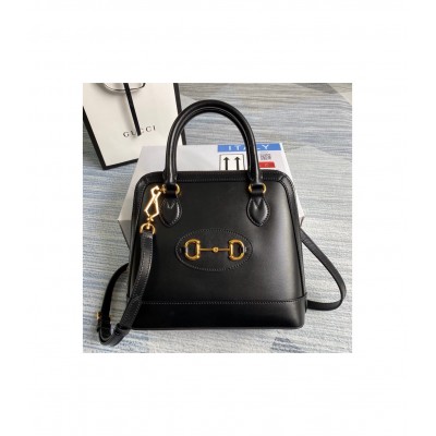 Gucci Horsebit 1955 Small Top Handle Bag in Black Leather 621220 LDBS16325