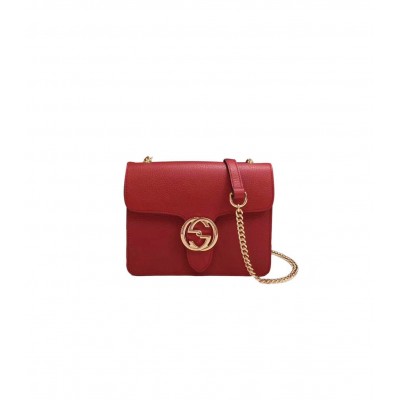 Gucci Interlocking Chain Leather Cross Body Bag Red 510304 LDBS16197