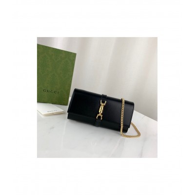 Gucci Jackie 1961 Black Calfskin Chain Wallet 652681 LDBS16625