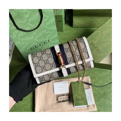 Gucci Jackie 1961 Chain Wallet White 652681 LDBS16628