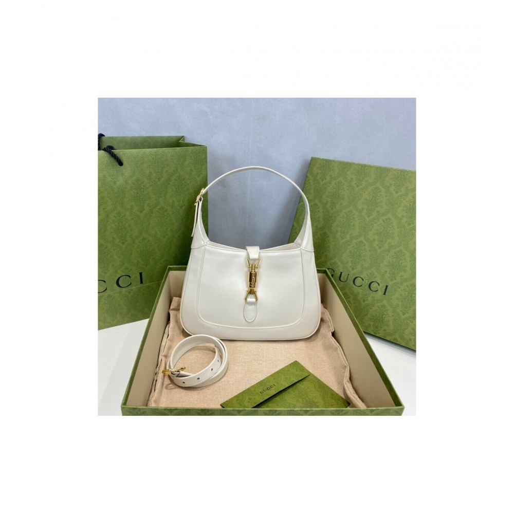 Gucci Jackie 1961 Small Hobo Bag In White Leather 636709 LDBS16263