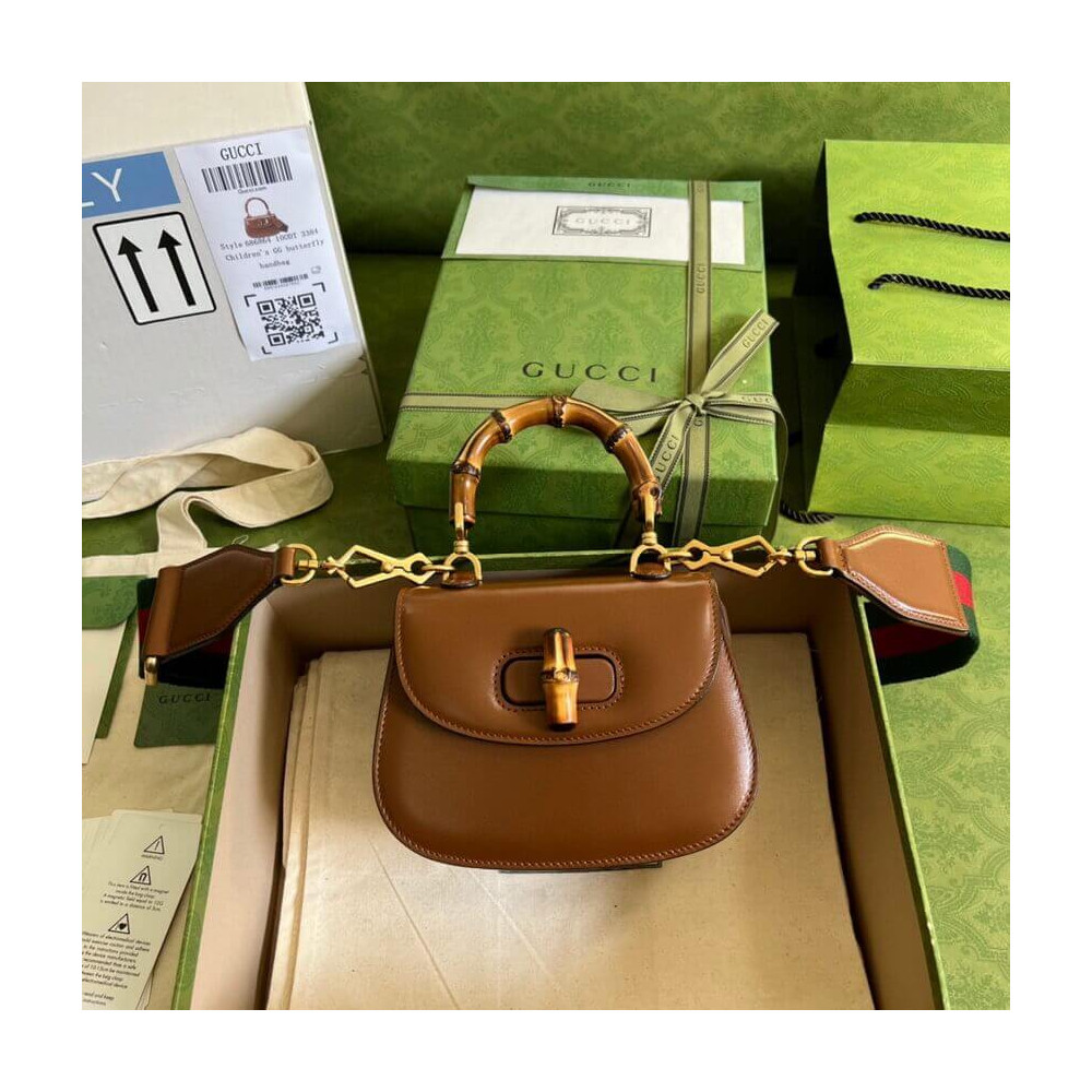 Gucci Mini Top Handle Bag with Bamboo Cuir 686864 LDBS16552