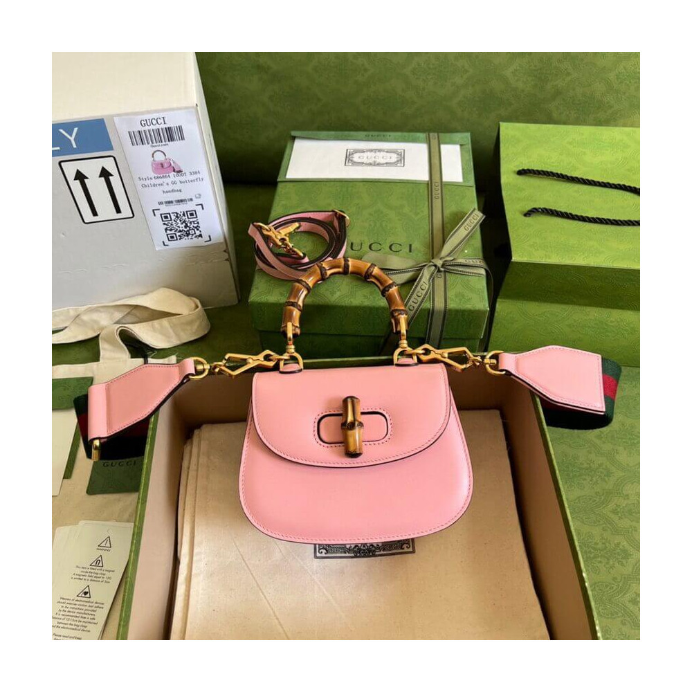 Gucci Mini Top Handle Bag with Bamboo Pink 686864 LDBS16553