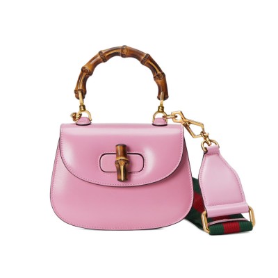 Gucci Mini Top Handle Bag with Bamboo Pink 686864 LDBS16553