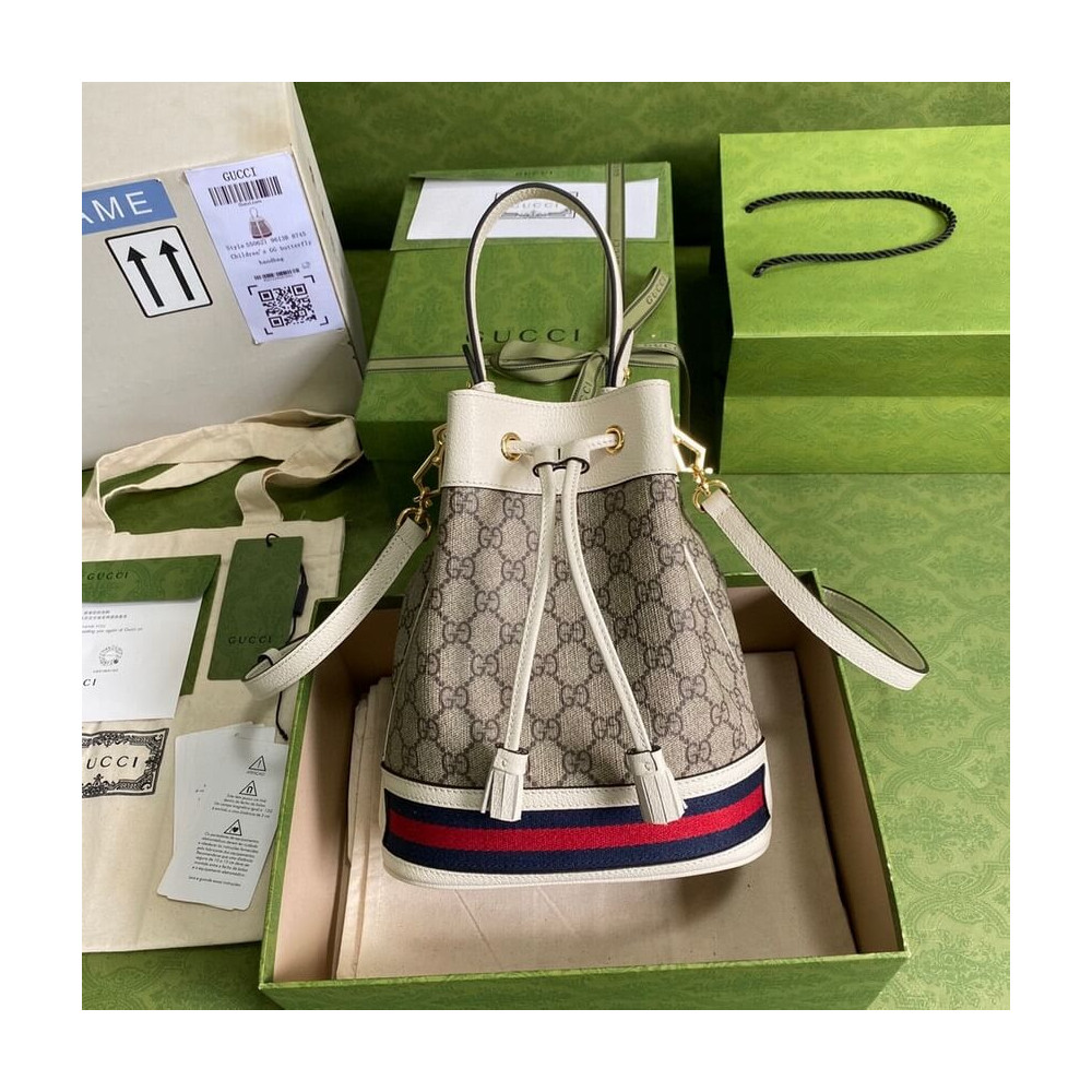 Gucci Ophidia Small GG Bucket Bag White 550621 LDBS16489