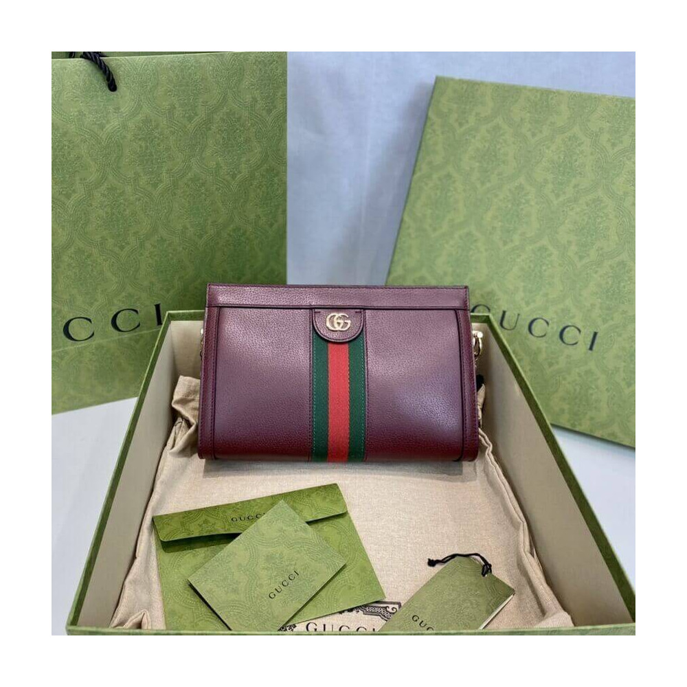 Gucci Ophidia Small Shoulder Bag in Burgundy Leather 503877 LDBS16493