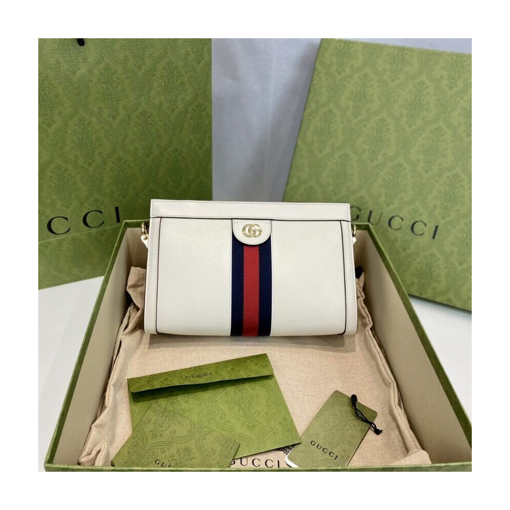 Gucci Ophidia Small Shoulder Bag in White Leather 503877 LDBS16495