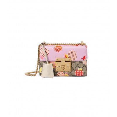 Gucci Padlock Heart Apple Pattern Small Shoulder Bag Pink 409487 LDBS16508