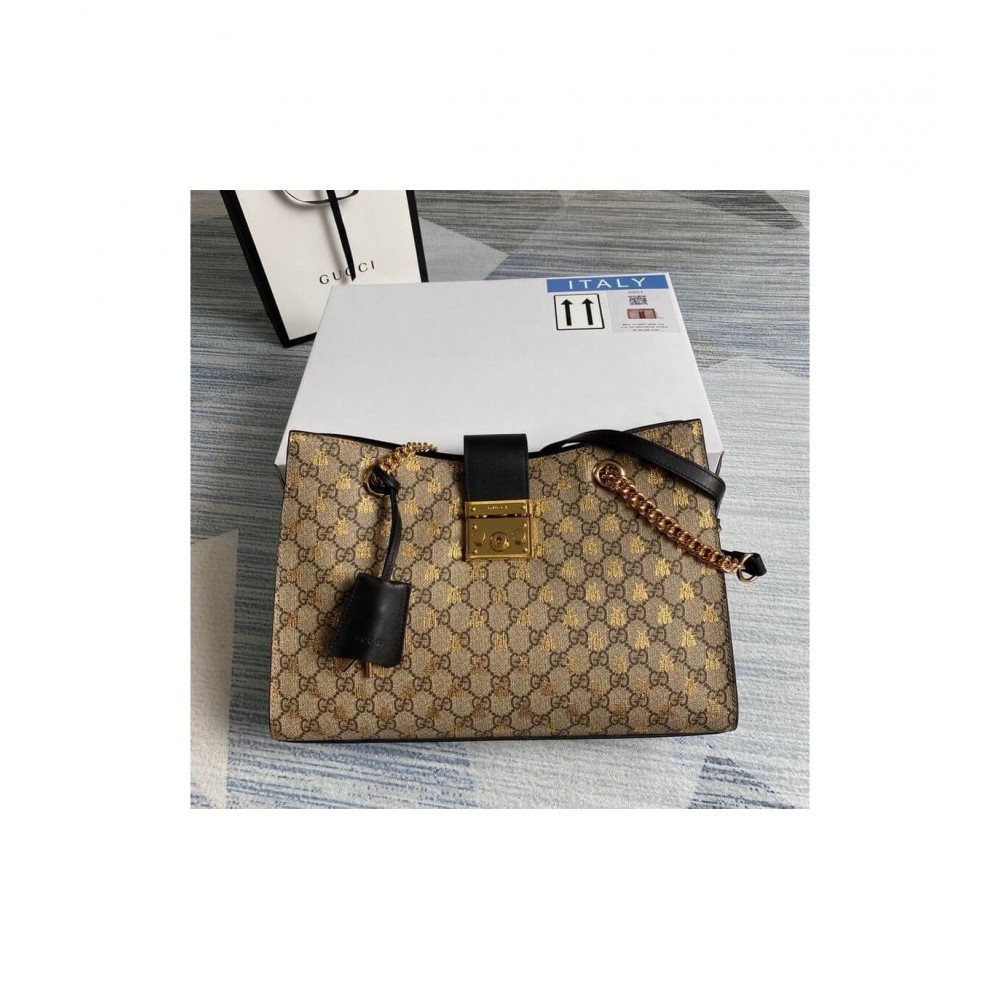 Gucci Padlock Medium GG Bees Shoulder Bag 479197 LDBS16509