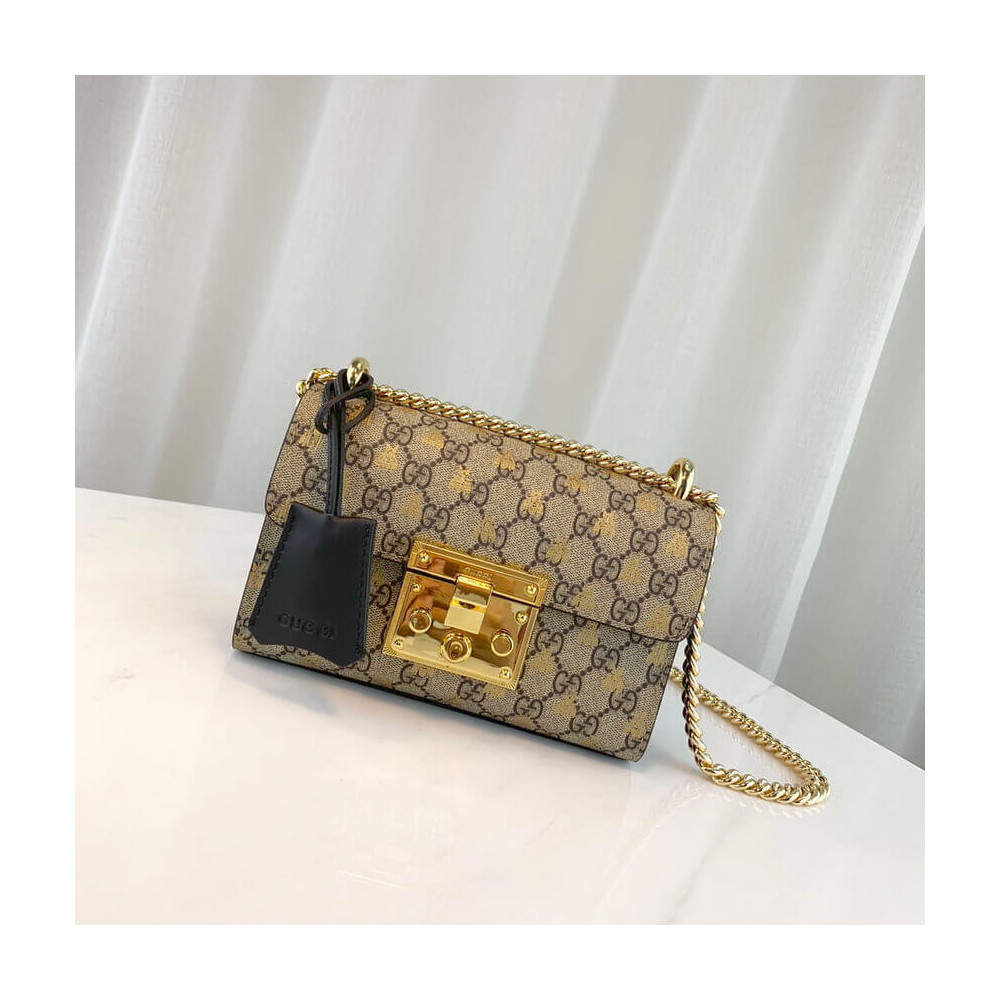 Gucci Padlock Small GG Bees Shoulder Bag 409487 LDBS16519