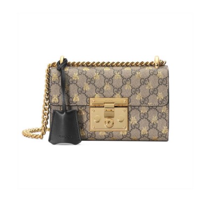 Gucci Padlock Small GG Bees Shoulder Bag 409487 LDBS16519