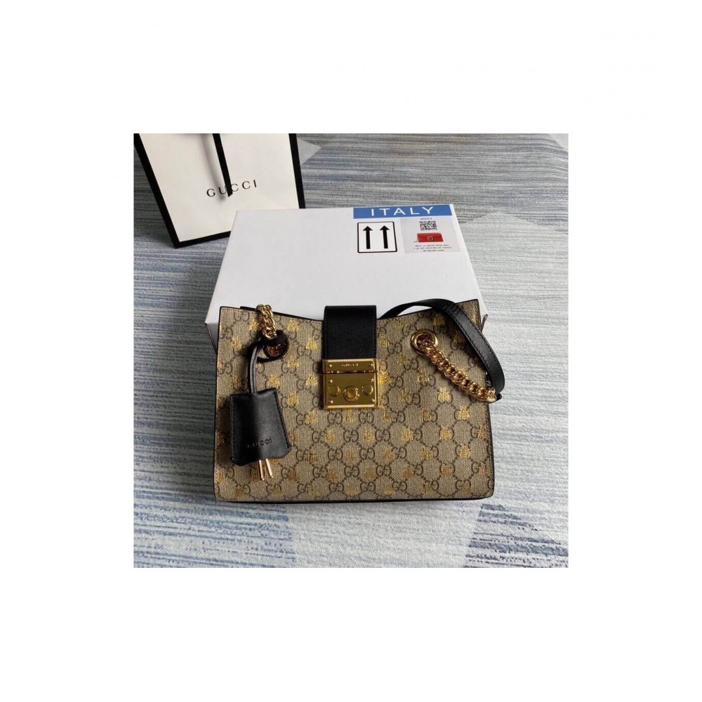 Gucci Padlock Small GG Bees Shoulder Bag 498156 LDBS16520