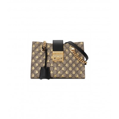 Gucci Padlock Small GG Bees Shoulder Bag 498156 LDBS16520