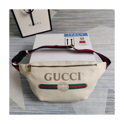 Gucci Print Leather Belt Bag White 493869 LDBS16177