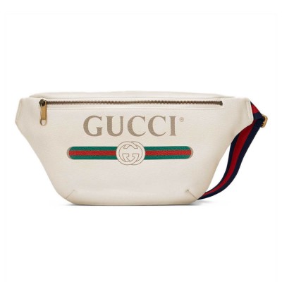 Gucci Print Leather Belt Bag White 493869 LDBS16177