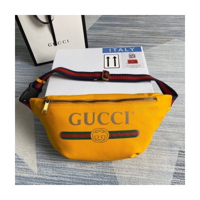 Gucci Print Leather Belt Bag Yellow 493869 LDBS16178