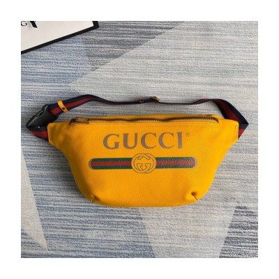 Gucci Print Leather Belt Bag Yellow 493869 LDBS16178