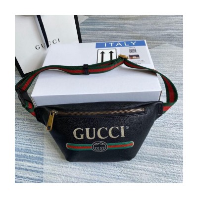 Gucci Print Small Belt Bag Waist Body Black 527792 LDBS16179