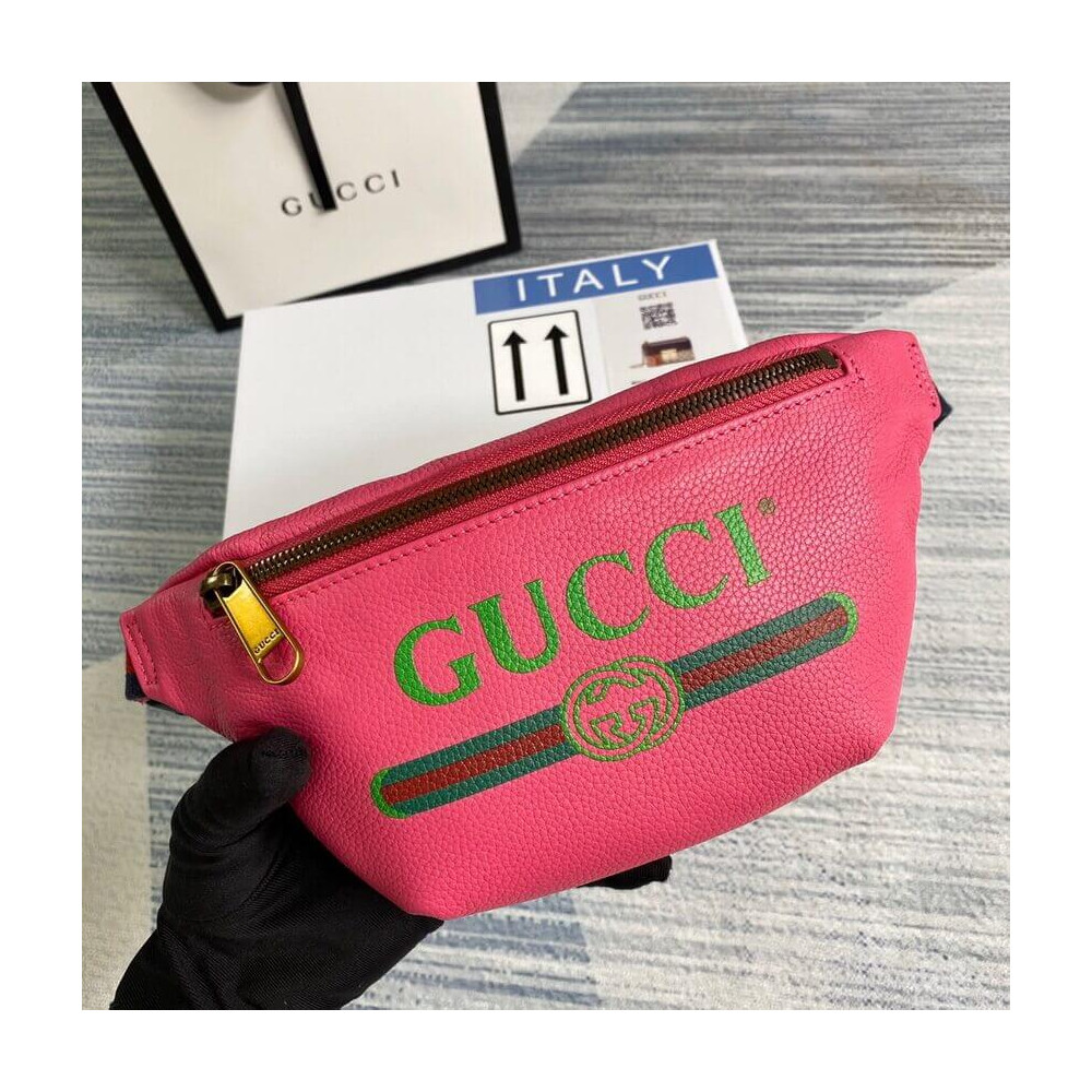 Gucci Print Small Belt Bag Waist Body Rose Red 527792 LDBS16180