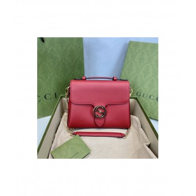 Gucci Red Leather Interlocking GG Clasp Convertible Bag 510302 LDBS16193