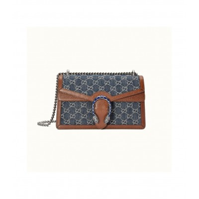 Gucci Small Dionysus Shoulder Bag in Blue Jacquard Denim 400249 LDBS16232