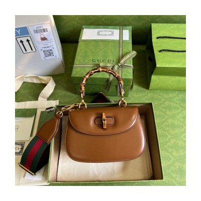 Gucci Small Top Handle Bag with Bamboo Cuir 675797 LDBS16555