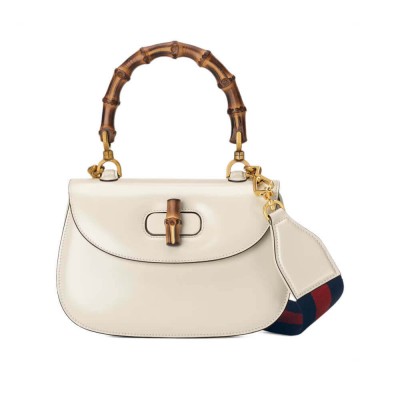 Gucci Small Top Handle Bag with Bamboo White 675797 LDBS16557