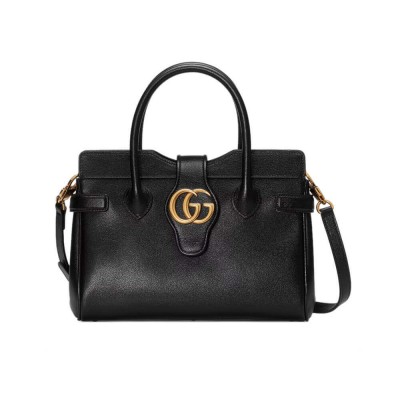 Gucci Small Top Handle Bag with Double G in Black Leather 658450 LDBS16558