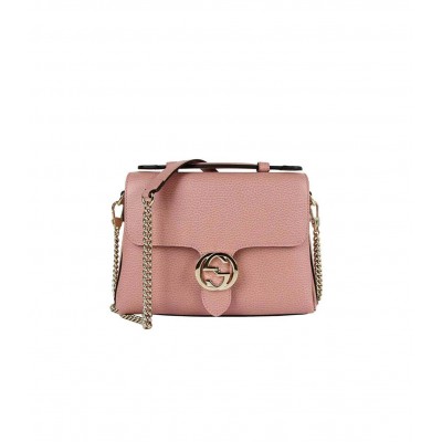 Gucci Soft Pink Leather Interlocking GG Clasp Convertible Bag 510302 LDBS16194