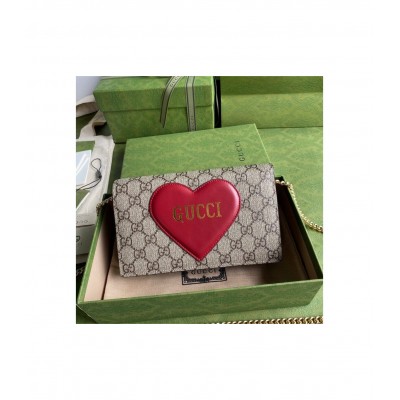 Gucci Valentine's Day Chain Card Case Wallet 648948 LDBS16632