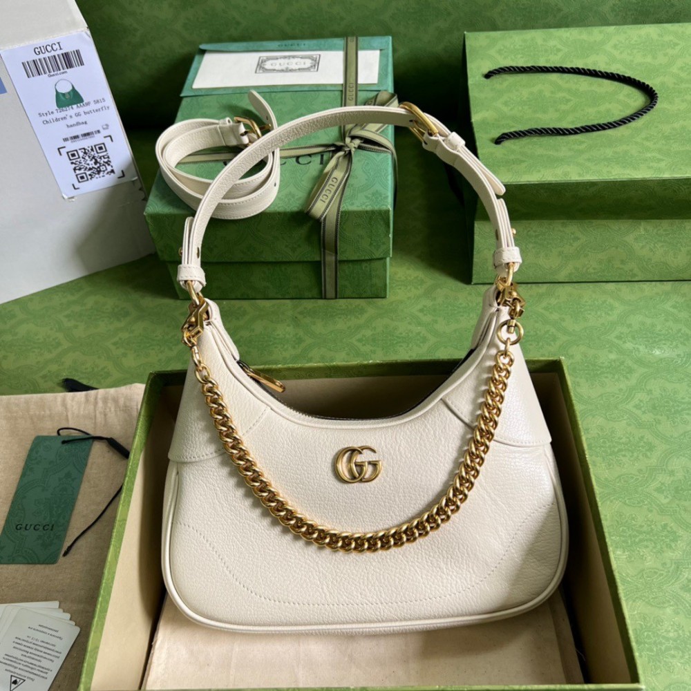 Gucci Aphrodite Small Shoulder Bag in White Leather