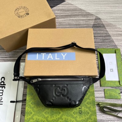 Gucci Belt Bag In Black Jumbo GG Leather