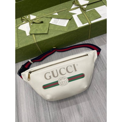 Gucci Belt Bag in White Print Leather