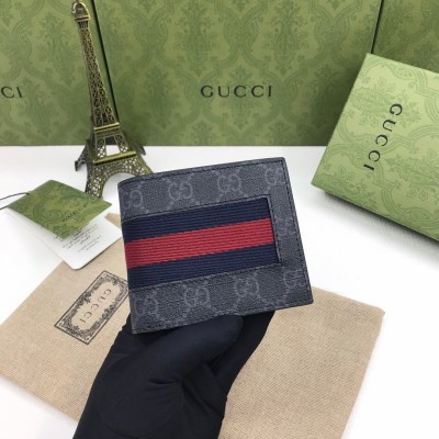 Gucci Bi-fold Wallet in Black GG Supreme with Web