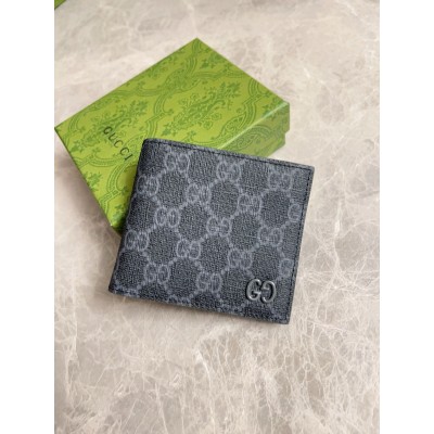 Gucci Bi-fold Wallet in Black Supreme Canvas with Grey Interior