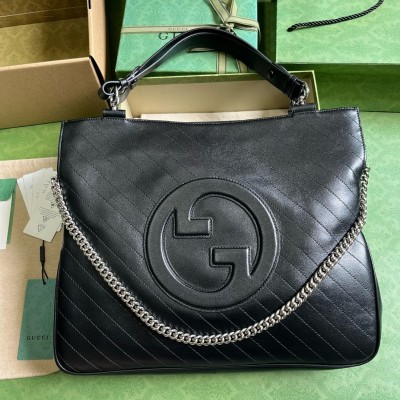 Gucci Blondie Medium Tote Bag in Black Calfskin